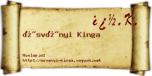 Ásványi Kinga névjegykártya